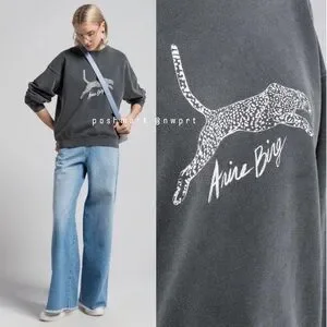 アニービン SPENCER SWEATSHIRT SPOTTED スウェット Washed Black Spencer Sweatshirt Spotted Leopard | Anine Bing